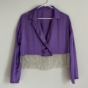 Purple silk cropped jacket with Crystal trim